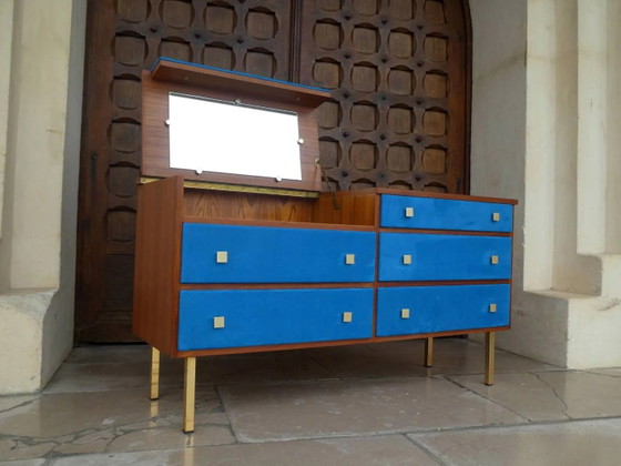 Commode/coiffeuse en teck et daim, 1950 – Vintage (photo 6 of 12)