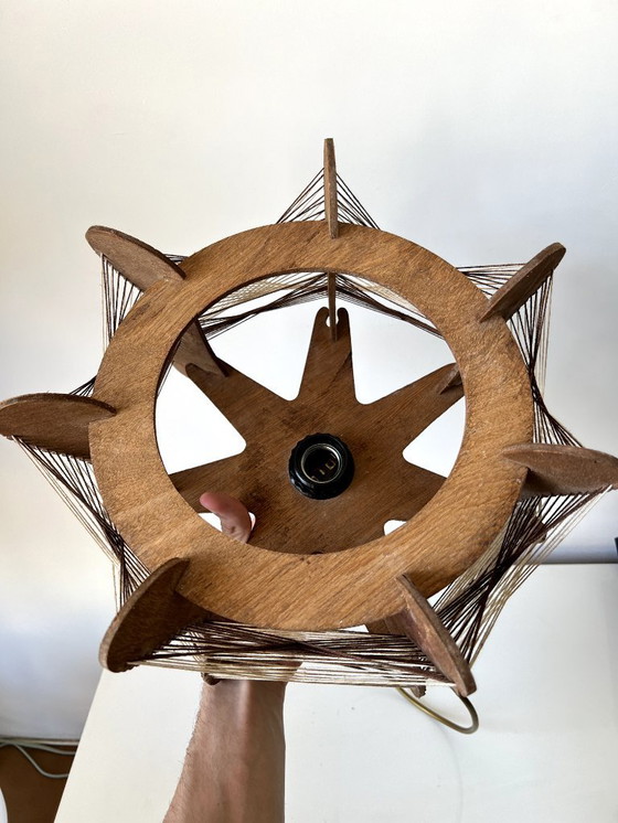 Image 1 of Vintage Scandinavian wood and wire suspension - 60s/70s