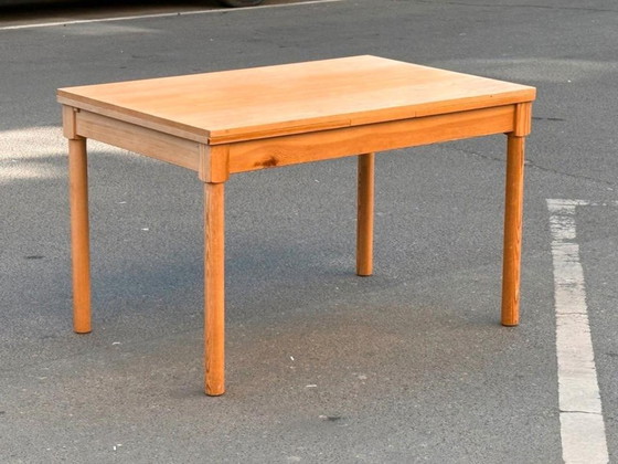 1/1 Dining Table Solid Pine Extendable Mid Century, Wood, Brown, Vintage (photo 4 of 12)