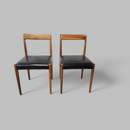 Lot de 2 chaises Hans Lübke en cuir teck Chaise de salle à manger années 1960