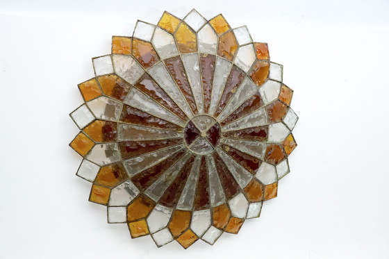 Image 1 of Riesige runde Muranoglas-Deckenlampe von Poliarte, Italien, 1970er Jahre.