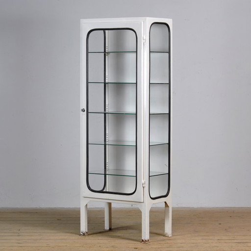 Vintage Iron And Glass Medical Cabinet, 1970’s