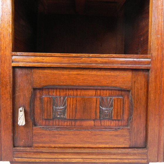 Art Deco nightstand with marble top, 1930s, Wood, Beige (photo 21 of 24)