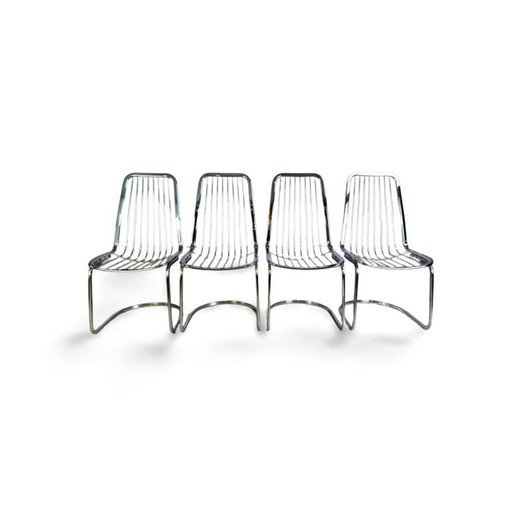 Ensemble de 4 chaises Gastone Rinaldi, design vintage, Flynn, Italie, 1970