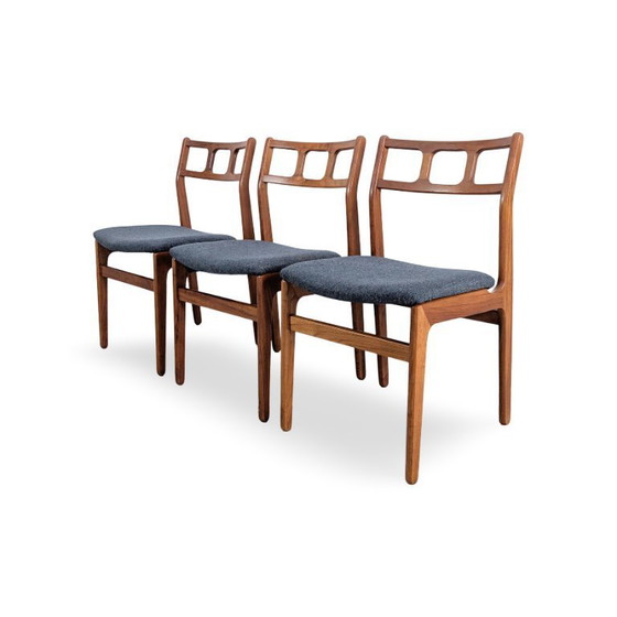 Image 1 of Set van 3 originele mid-century stoelen, Deens design, teakhout, vintage jaren 60.