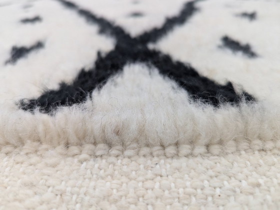 Image 1 of Tapis berbère - 305 cm x 208 cm - blanc et noir Laine