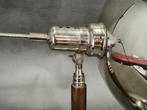 Image 1 of 1930s Bauhaus Chrome Table Lamp with Beech Handle, Czechoslovakia