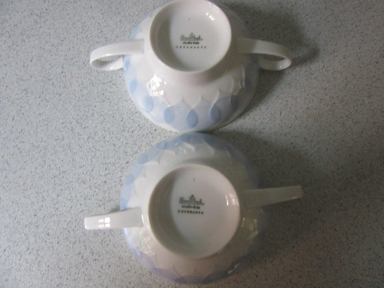 2 ciotole e piattini da zuppa Rosenthal, modello Bjorn Wiinblad Lotus, blu, vintage – Stoviglie, Porcelain (photo 7 of 7)