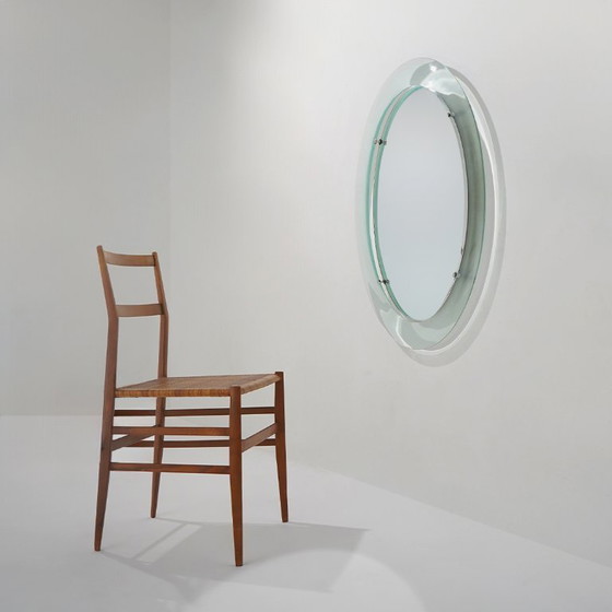 Image 1 of Espejo de pared con marco de cristal curvado de Metalvetro, década de 1970.