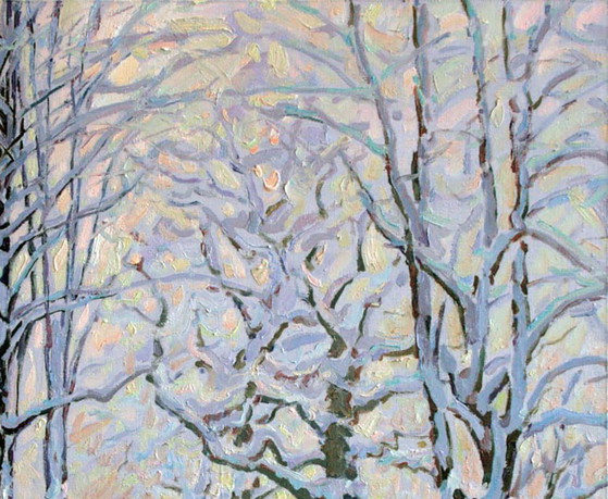 Original Ölgemälde Schneepark Landschaft Wintermärchen – Gemälde & Zeichnungen, Canvas (photo 3 of 5)