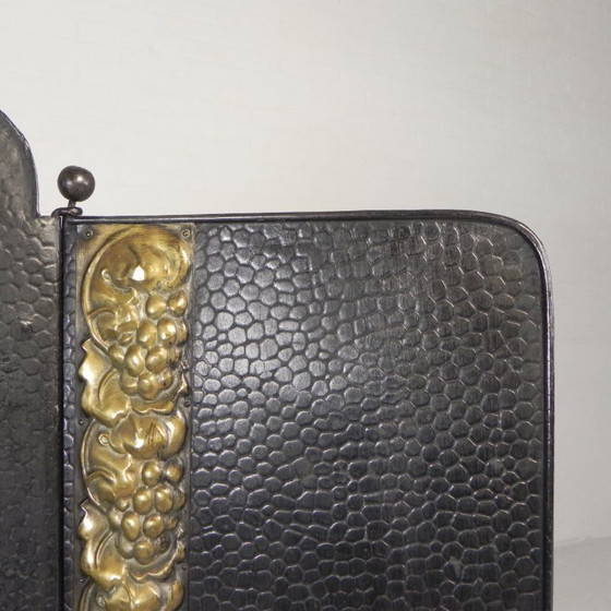 Image 1 of Stalen Art Deco kamerscherm met messing details, jaren 30