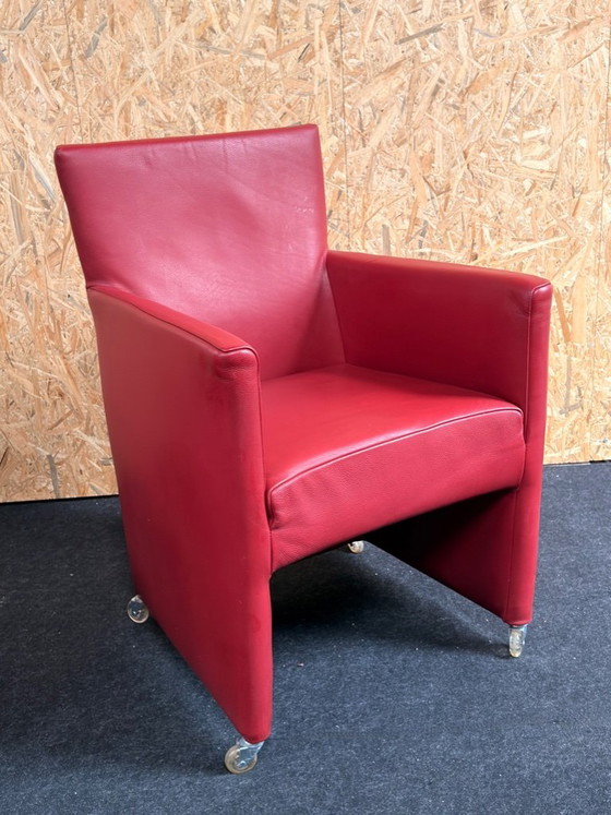 Image 1 of 4 x leren eetkamerstoelen van Bert Plantagie