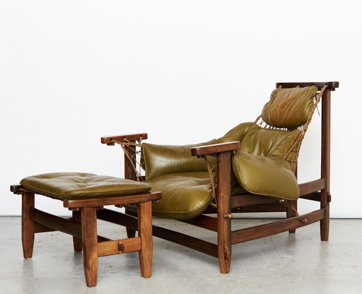 Jean Gillon "Jangada" Lounge Chair & Ottomane For Italma Wood Art, 1968