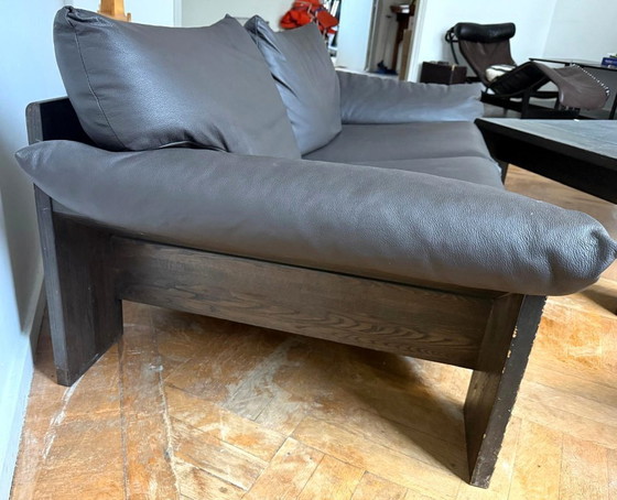 Image 1 of Retro-Ledersofa mit Marmortisch