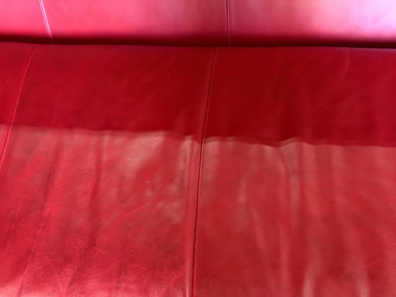 Montis Kubik sofa + armchair – very good condition – red leather – Seating area (photo 5 of 5)