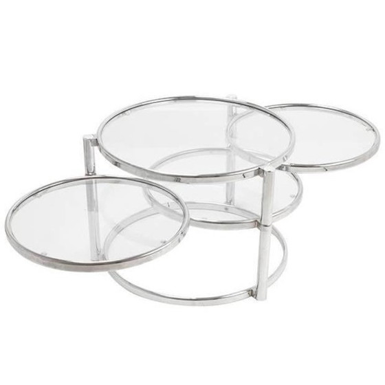 Image 1 of Vintage - Leitmotiv- Dutch design - Table basse - Chrome, plateaux pivotants - XL (63cm ø)