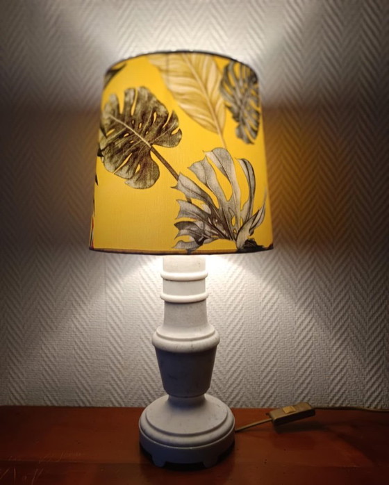 Image 1 of Marmorlampe und maßgefertigter Lampenschirm