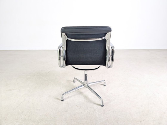 Image 1 of 3x Original Vitra EA 208 soft pad schwarz Leder Stuhl Charles Eames