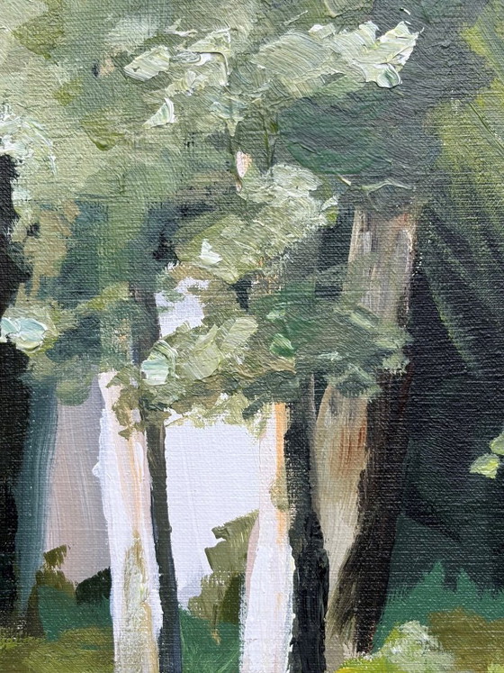 Image 1 of On My Way to School II – Landscape with Pond | Acrylic on canvas