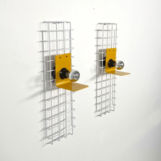 Pair of Yellow Wall Lamps on Grid from Seccose, 1980s