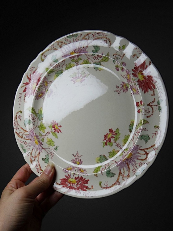 4 Antieke Longchamp Pâquerettes polychrome aardewerk dessertborden – Servies, Ceramic, Vintage (photo 6 of 15)