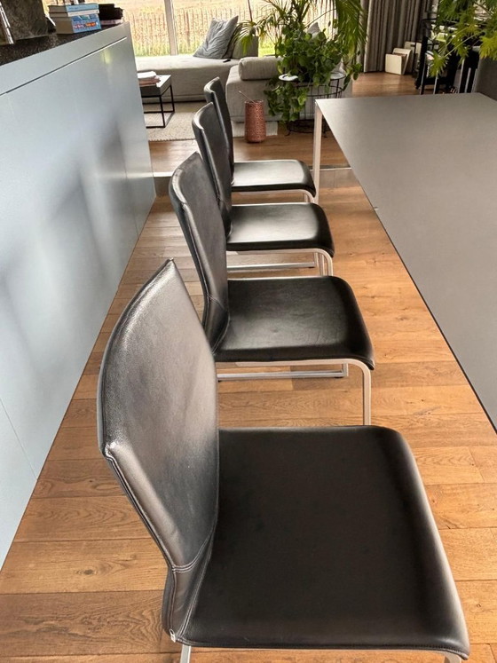 Willisau Dining chairs, black leather, Chrome, Modern (photo 10 of 11)