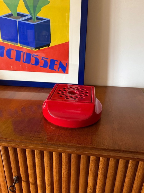 Image 1 of Space age red ceramic ashtray, Studio Opi, Gabbianelli Italy ca. 1970