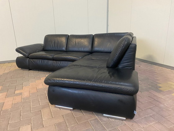 Image 1 of Bellissimo divano angolare in vera pelle nera