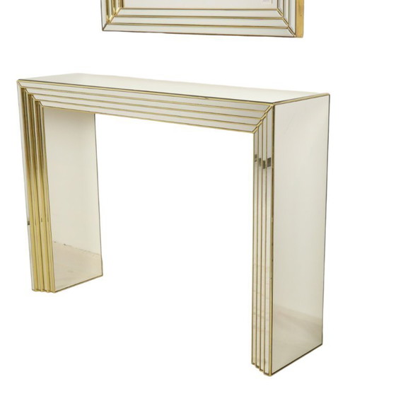 Image 1 of Zeldzame Design Spiegel met Console Zilver Goud Deknudt