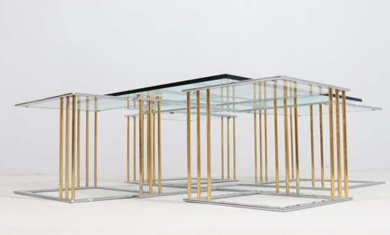 Image 1 of Coffee Table/ Tisch Mit Vier Satztischen Von Rolf Benz, Hollywood Regency, 1980Er Jahre