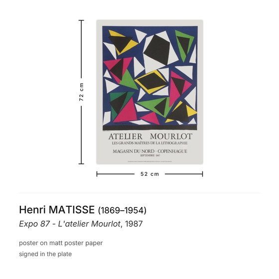 Henri Matisse Poster Expo 87 - L'Atelier Mourlot – Paper (photo 3 of 5)