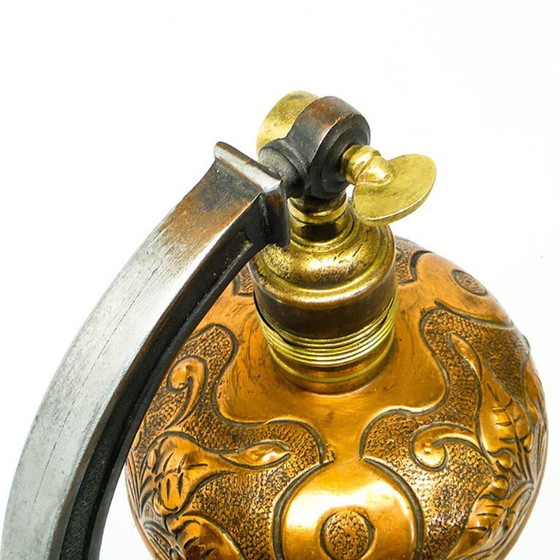 Metal Table Lamp with Floral Motifs, Austria-Hungary, Early 20th Century – Glass (photo 4 of 11)
