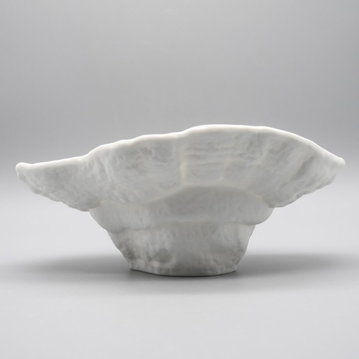 Organic Elegance Sculptural White Bisque Porcelain Bowl by Hutschenreuther, Germany, 1970s