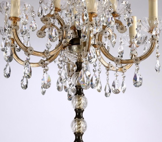 Image 1 of Large bohemian crystal Candlestick/candelabre floor lamp 1950’s