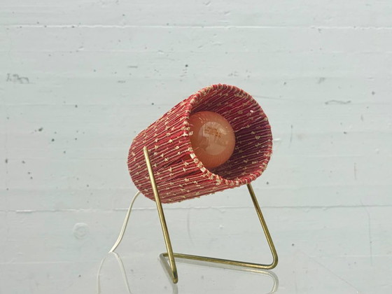 Image 1 of Mid-century table lamp with fabric shade and brass frame, 1960s