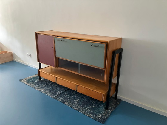 Image 1 of Vintage highboard / wall cabinet 1960s – teak – unique design – 160 cm