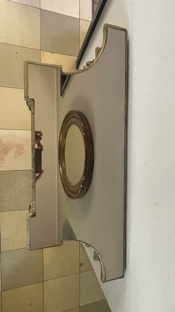 Image 1 of Vintage gouden ovale spiegel in Hollywood Regency-stijl