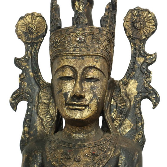 Image 1 of Buddha enorme in legno dorato 135 cm