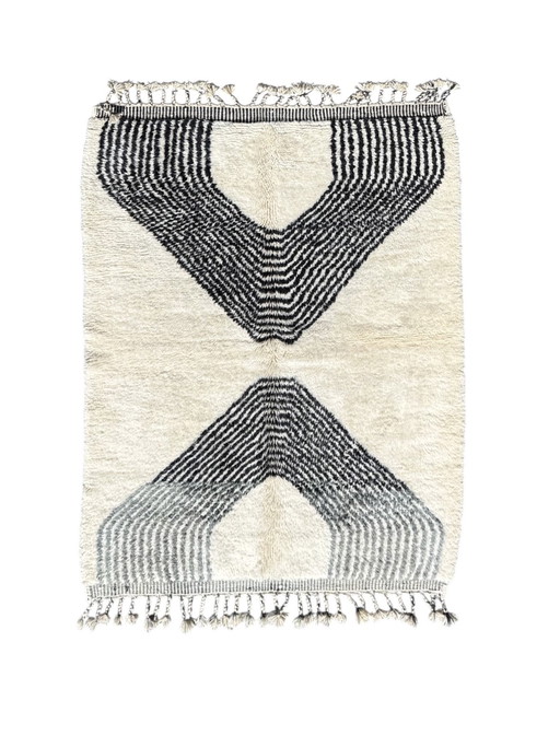 Tapis marocain Beni Ourain 160x240 cm - Tapis berbère blanc et noir