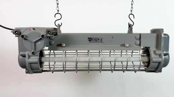 Image 1 of Grijze industriële hanglamp met buisconstructie van Elektrosvit, jaren 70.
