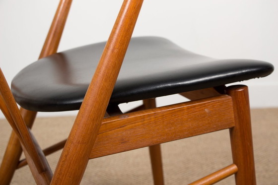 Image 1 of Poltrona danese in teak e skai disegnata da Helge Sibast per Sibast nel 1955.