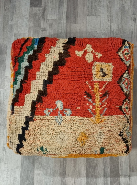 Image 1 of Moroccan Pouf, Vintage Pouf Of Real Wool