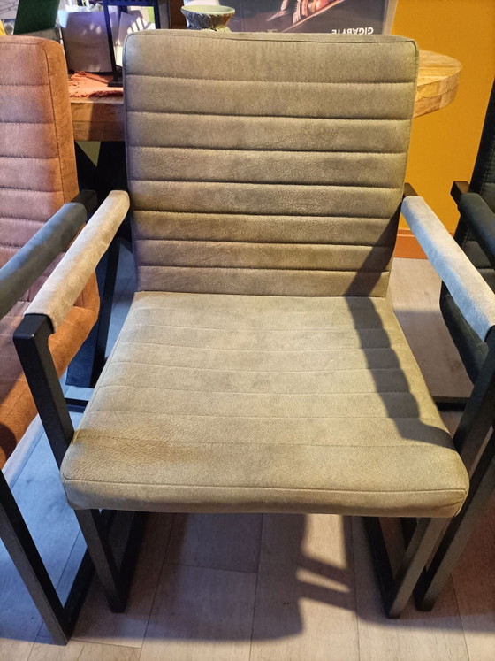 Mango wood dining table with 4 chairs – Dining set, Metal, Textile (photo 5 of 6)