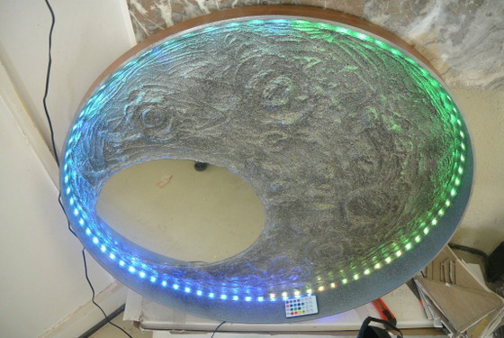 Moon landscape mirror 60 cm round – Tonny Sixxx, Glass, Wood (photo 3 of 12)