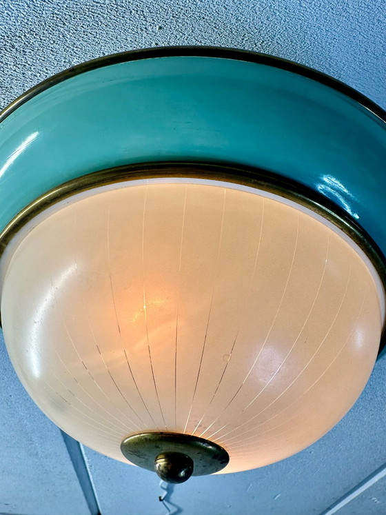 Plafonnier vintage style Gio Ponti Rockabilly années 40 50, Métal, mint (photo 12 sur 13)