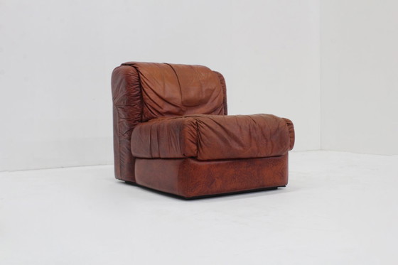 Image 1 of Vintage Seven Salotti Modular Sofa in Cognac Leather , Italy 1970s