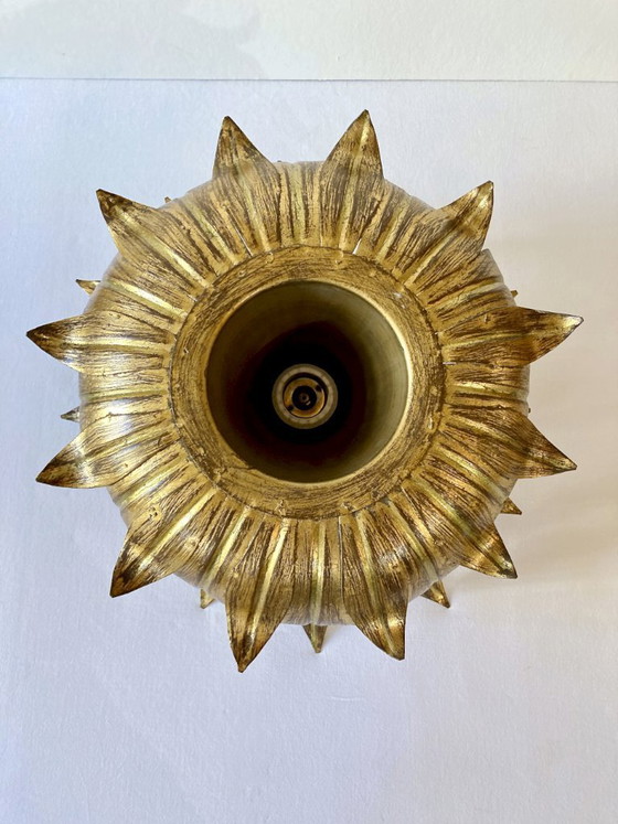 Image 1 of Ceiling light, Hans Kögl, sunflower model in gilded metal, 1950s