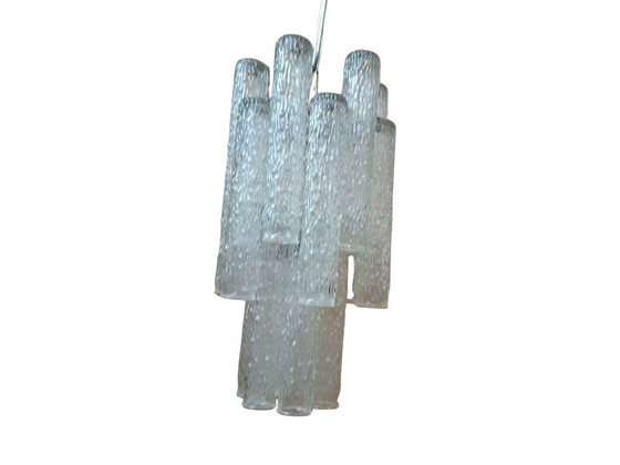 Image 1 of Vintage Murano Glass "Ice Effect" Chandelier – 1970s – Mid-Century Design