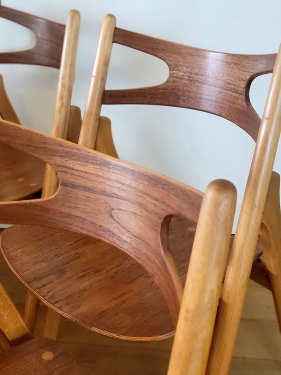 Image 1 of 5 sedie Sawbuck CH29 di Hans J. Wegner per Carl Hansen & Søn