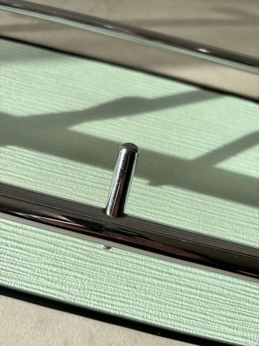 Mint green wooden coat rack mid-century design